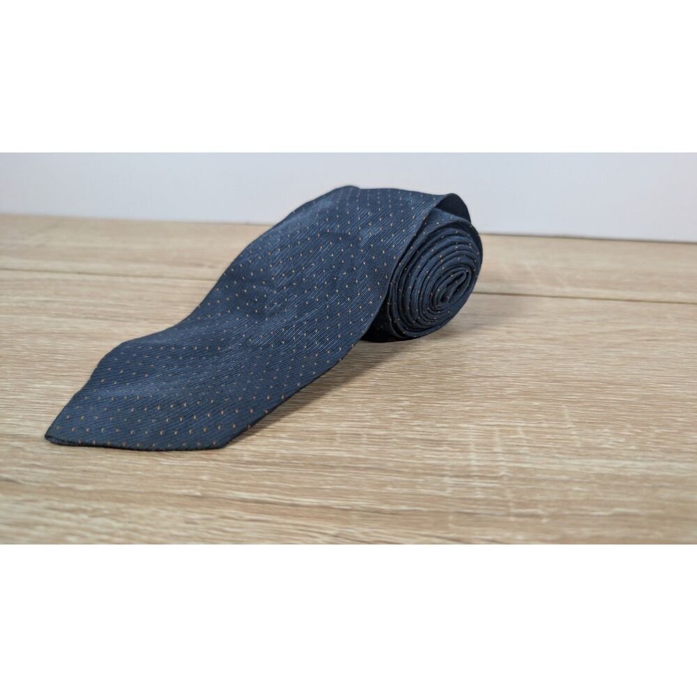 Vintage Jack Henry Navy Blue Necktie Gold Dot Pattern – 3.25” Wide